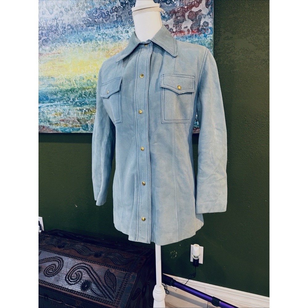 Skully 70's Genuine 100% Suede  Lined Jacket Size 12 Fits Small Butterfly Collar